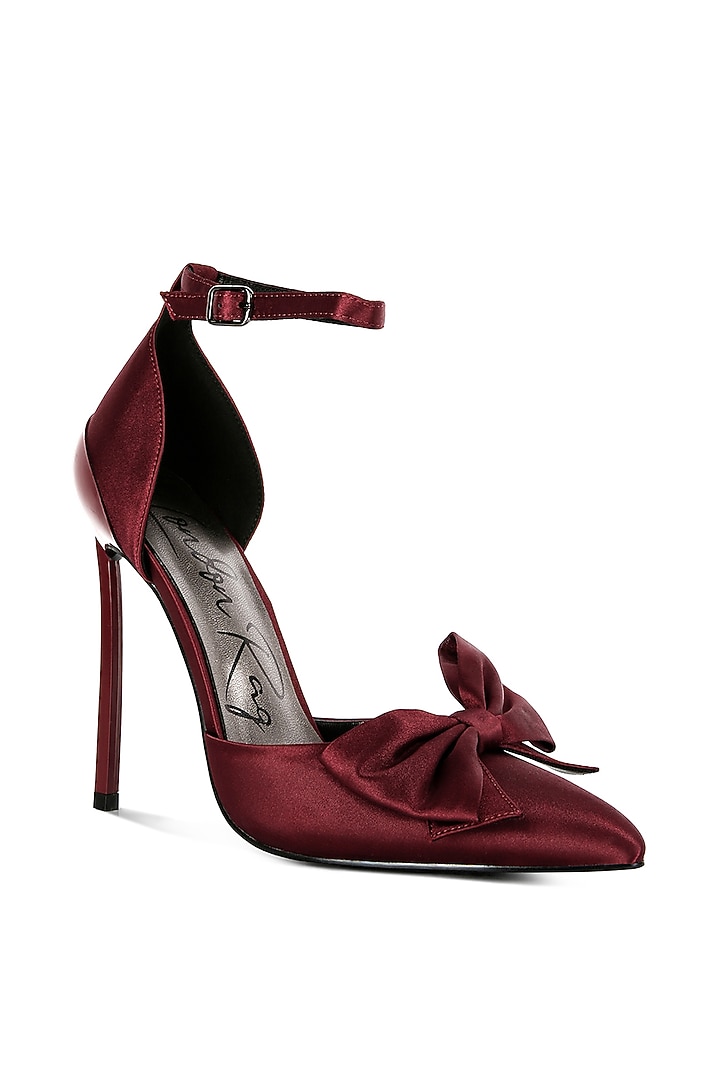 Burgundy Satin Stiletto Heels by London Rag at Pernia's Pop Up Shop