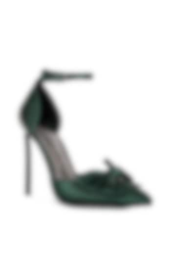 Green Satin Stiletto Heels by London Rag at Pernia's Pop Up Shop