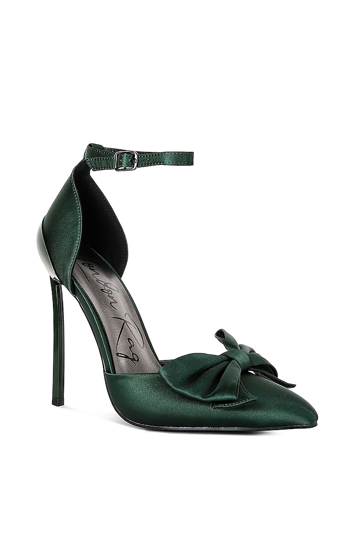 Green Satin Stiletto Heels by London Rag at Pernia's Pop Up Shop