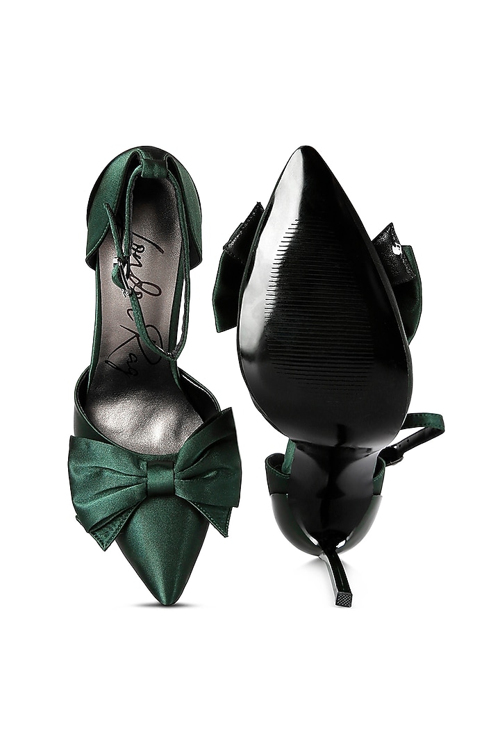 Green Satin Stiletto Heels by London Rag at Pernia's Pop Up Shop