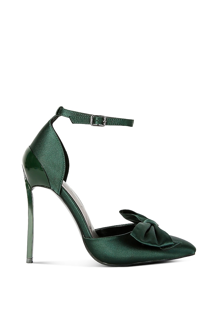 Green Satin Stiletto Heels by London Rag at Pernia's Pop Up Shop
