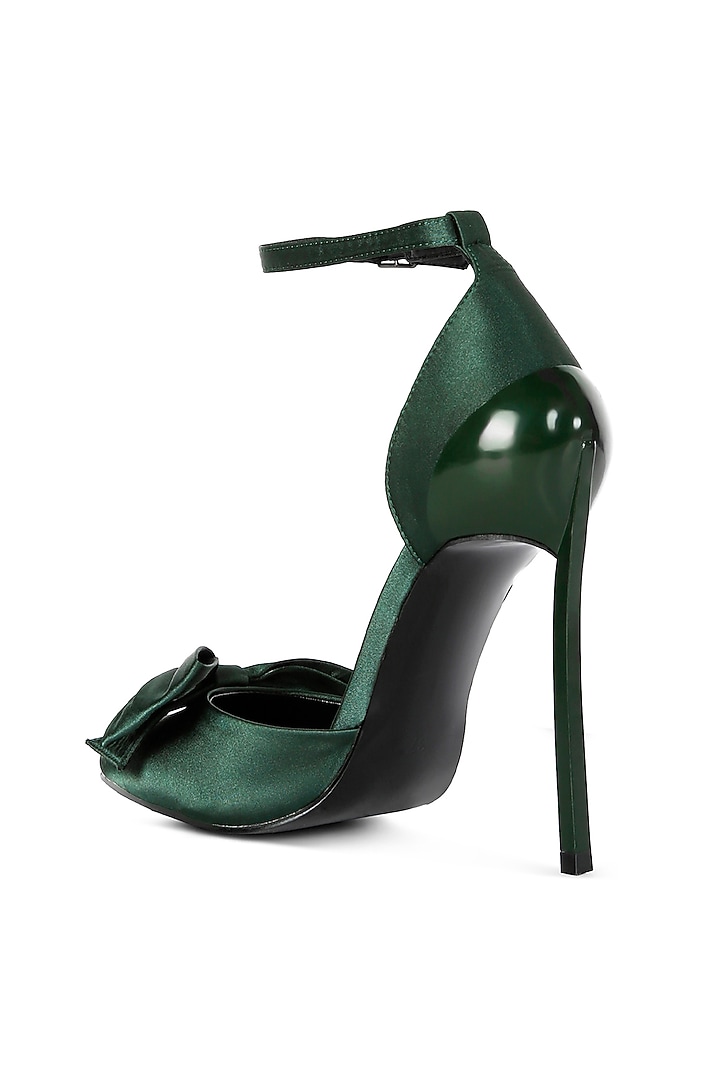 Green Satin Stiletto Heels by London Rag at Pernia's Pop Up Shop