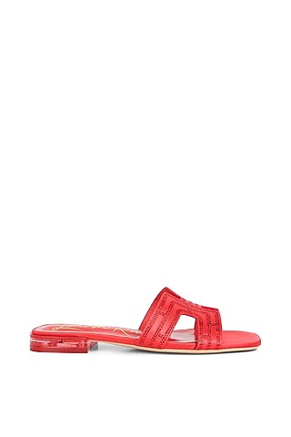 Red Patent PU Rhinestone Embellished Flats by London Rag