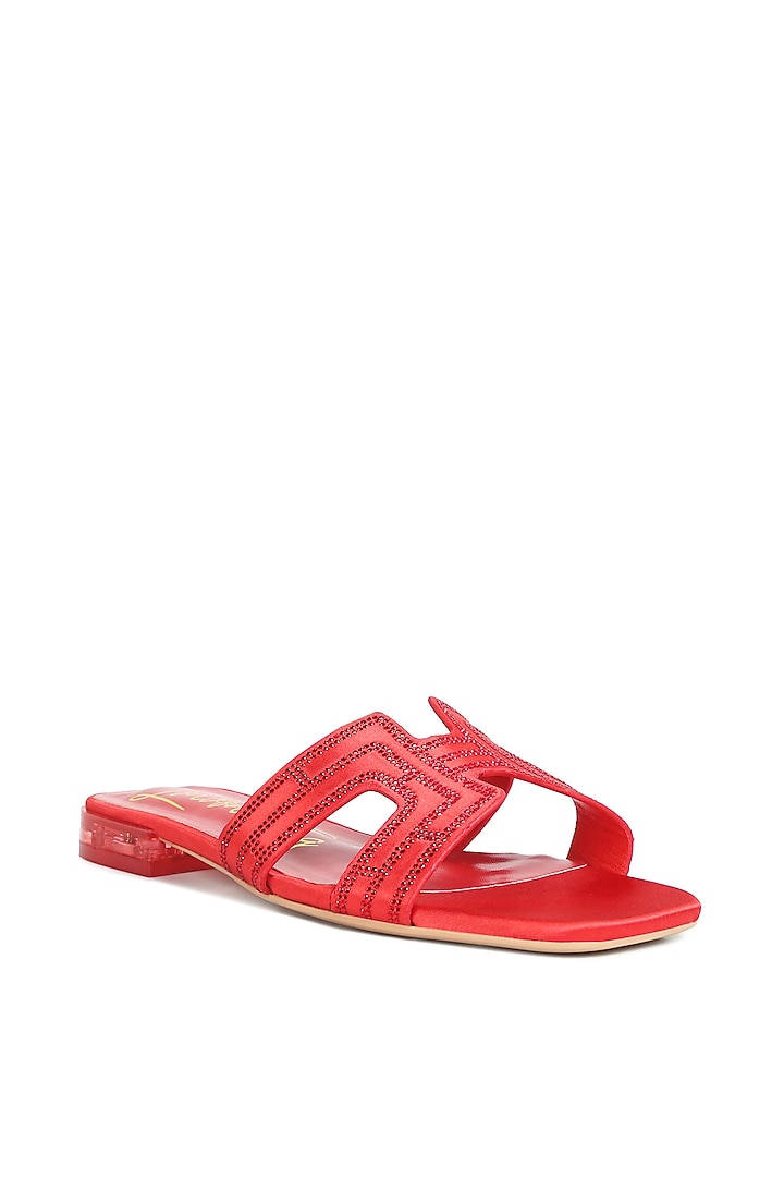 Red Patent PU Rhinestone Embellished Flats by London Rag at Pernia's Pop Up Shop