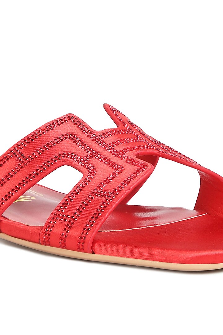 Red Patent PU Rhinestone Embellished Flats by London Rag at Pernia's Pop Up Shop