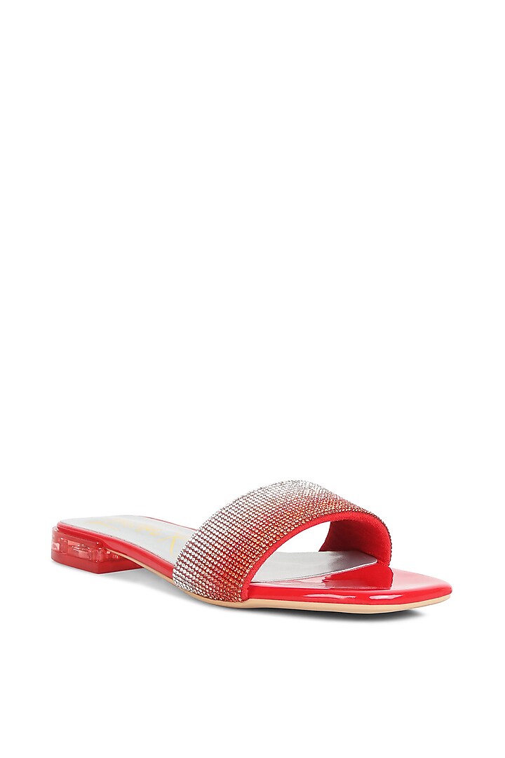 Red Patent PU Rhinestone Embellished Flats by London Rag at Pernia's Pop Up Shop
