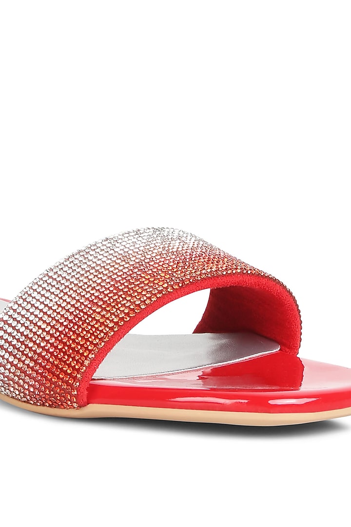 Red Patent PU Rhinestone Embellished Flats by London Rag at Pernia's Pop Up Shop