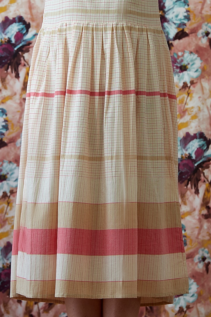 Beige Handwoven A-Line Summer Dress by Lokatita at Pernia's Pop Up Shop