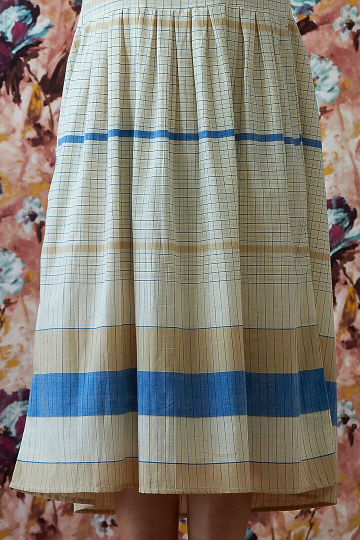 White & Blue Handwoven A-Line Summer Dress by Lokatita at Pernia's Pop Up Shop