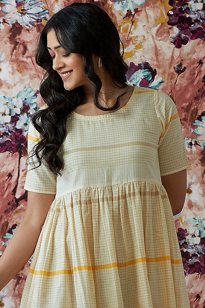 Off-White Handwoven A-Line Summer Dress by Lokatita at Pernia's Pop Up Shop