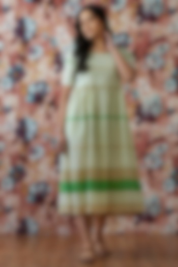 Mint Green Handwoven A-Line Dress by Lokatita at Pernia's Pop Up Shop