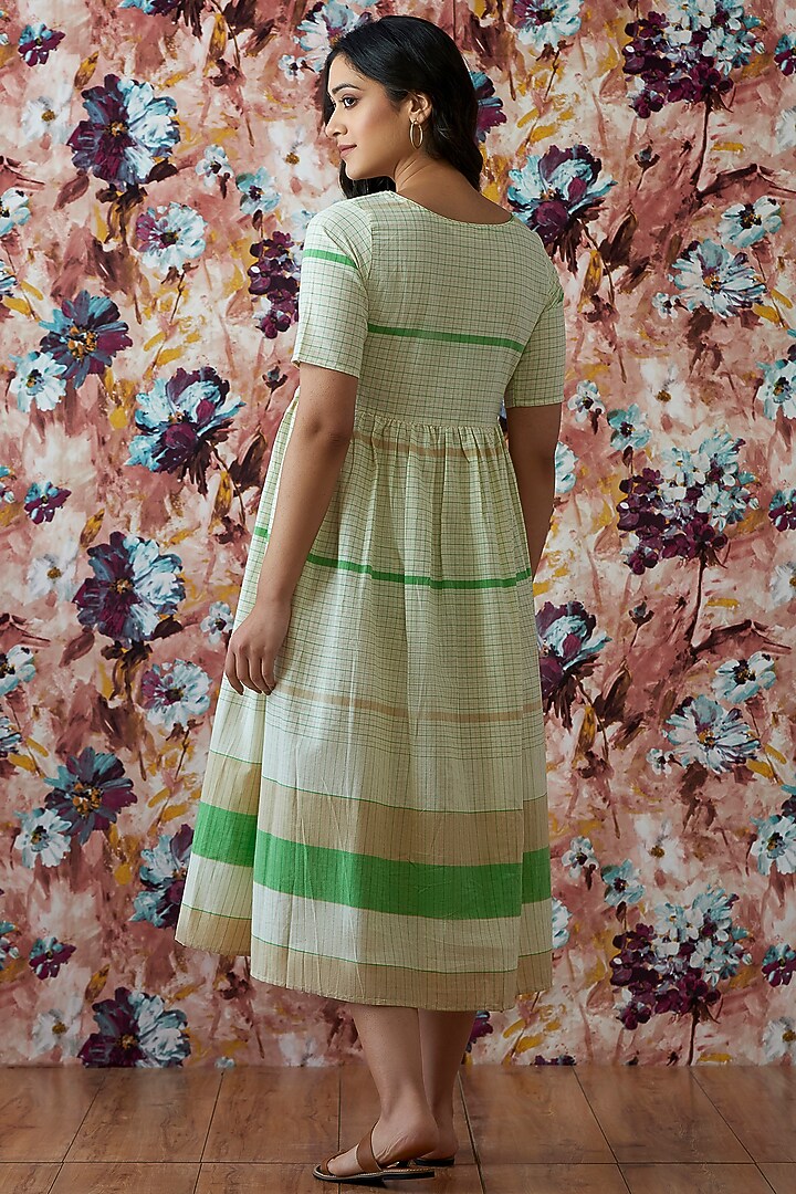 Mint Green Handwoven A-Line Summer Dress by Lokatita at Pernia's Pop Up Shop