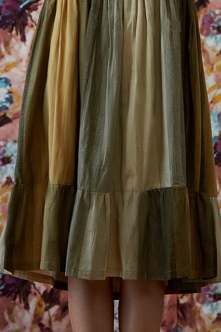 Olive Green Handwoven A-Line Summer Dress by Lokatita at Pernia's Pop Up Shop