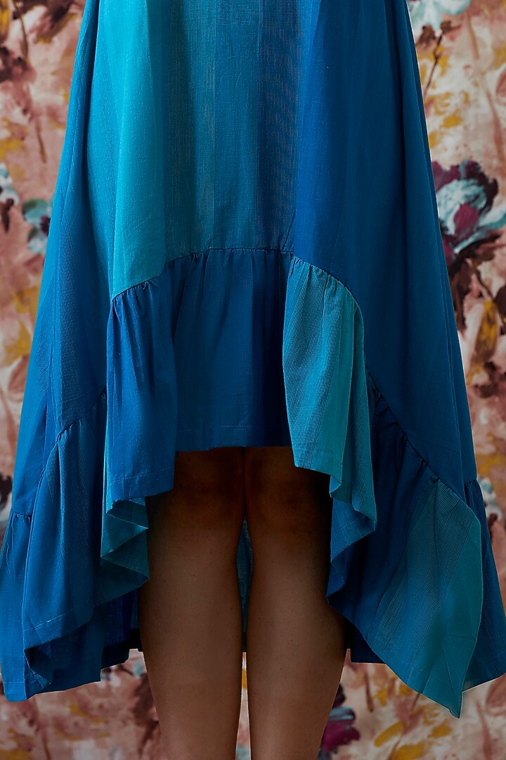 Blue Handwoven High-Low A-Line Summer Dress by Lokatita at Pernia's Pop Up Shop