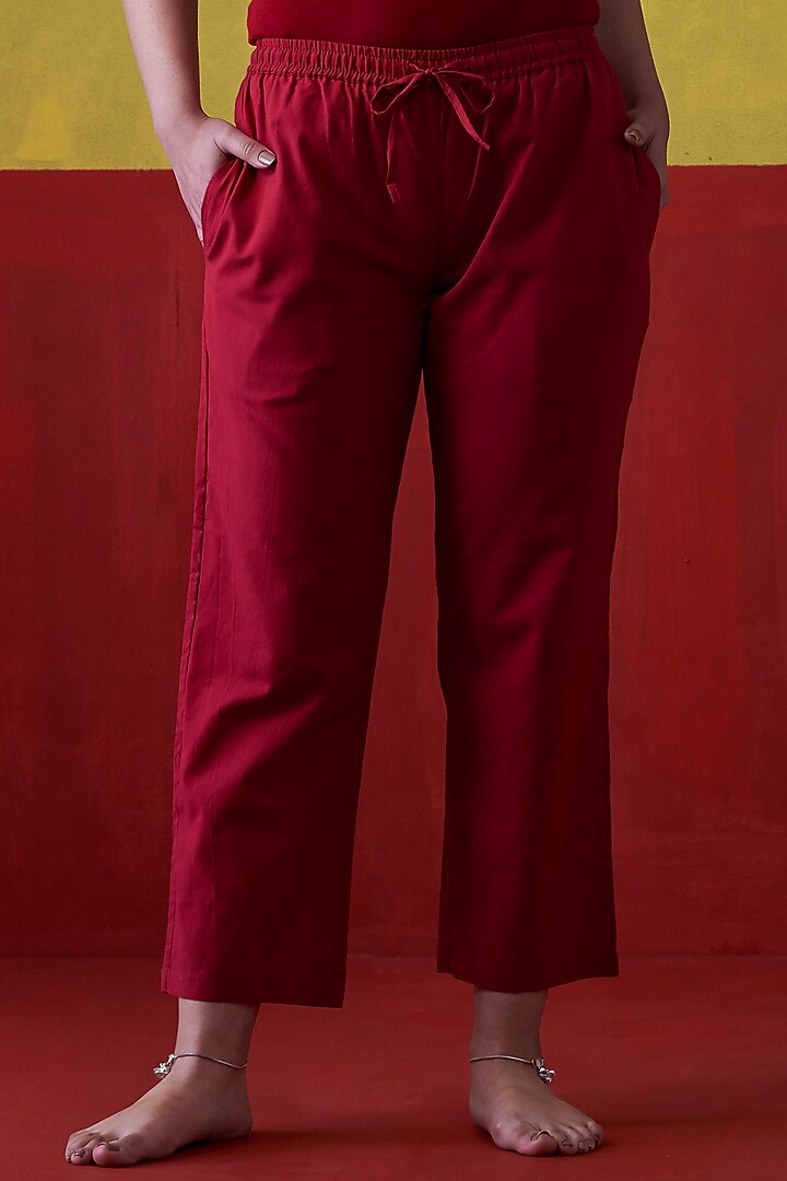 Mustard & Maroon Hand Embroidered A-Line Kurta Set by Lokatita at Pernia's Pop Up Shop