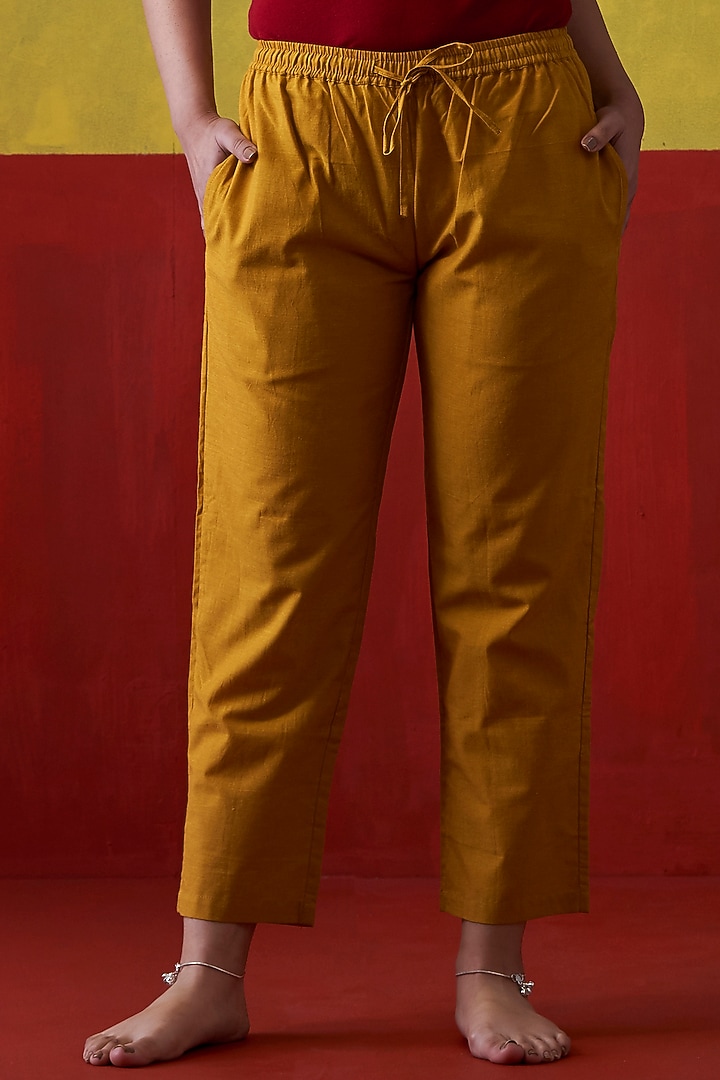 Maroon & Mustard Hand Embroidered A-Line Kurta Set by Lokatita at Pernia's Pop Up Shop