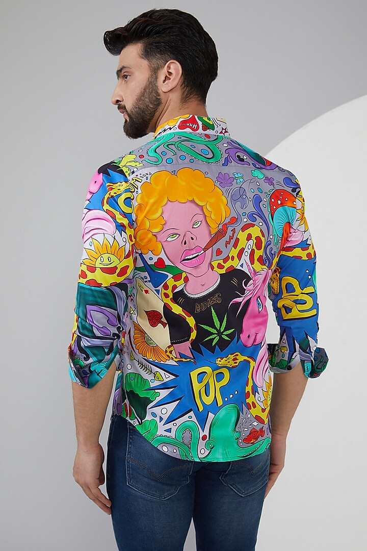 Multi-Colored Pure Cotton Printed Summer Shirt by LoudLess at Pernia's Pop Up Shop