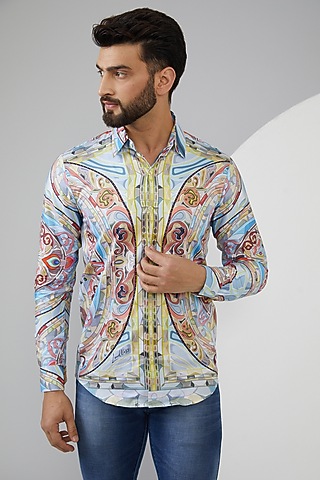 Multi-Colored Pure Cotton Printed Shirt by LoudLess