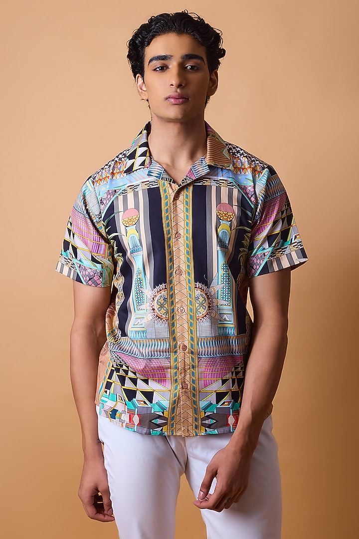 Multi-Colored Pure Cotton Digital Printed Summer Shirt by LoudLess at Pernia's Pop Up Shop