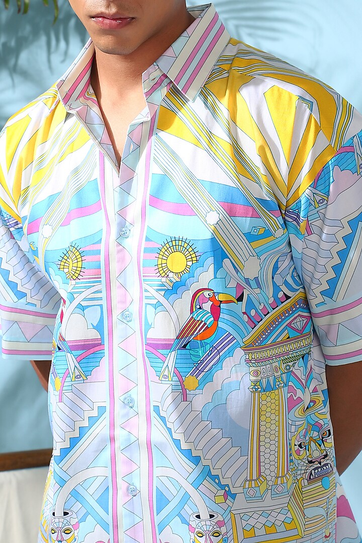 Multi-Colored Pure Cotton Digital Printed Summer Shirt by LoudLess at Pernia's Pop Up Shop