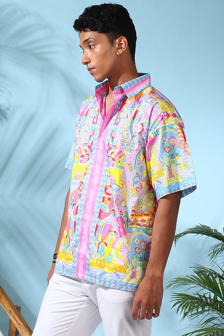 Multi-Colored Pure Cotton Digital Printed Summer Shirt by LoudLess at Pernia's Pop Up Shop