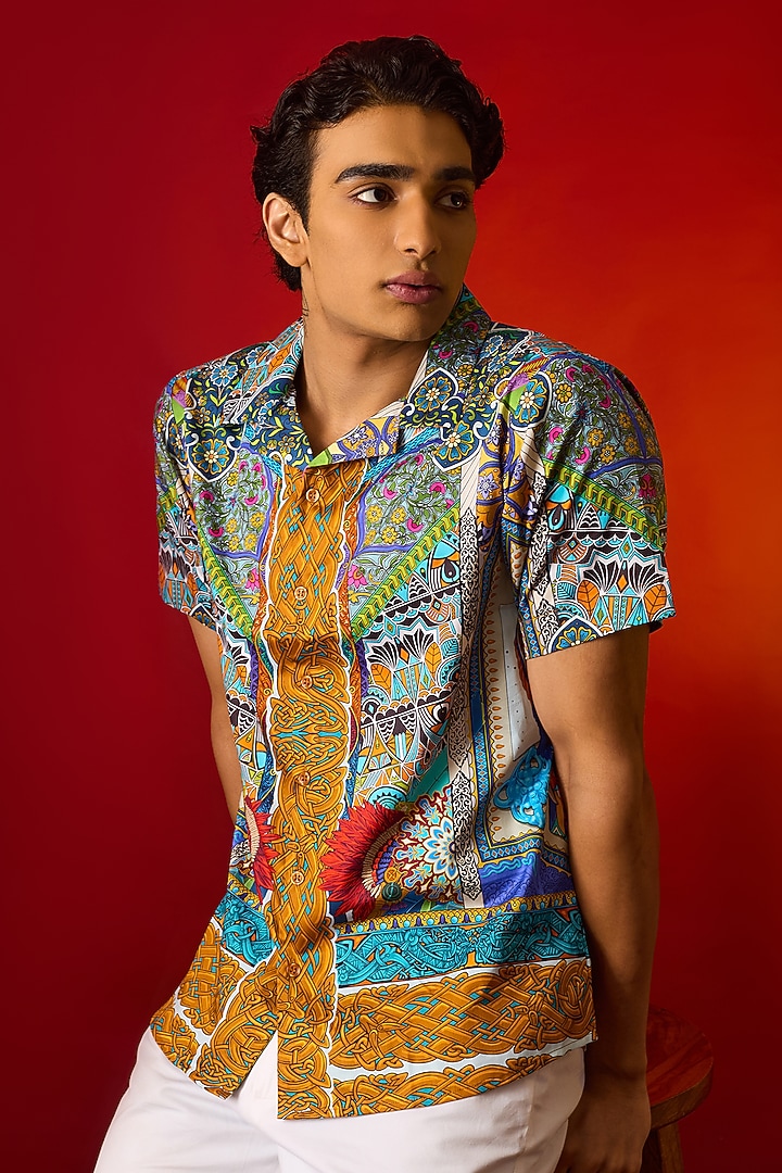 Multi-Colored Pure Cotton Digital Printed Summer Shirt by LoudLess at Pernia's Pop Up Shop