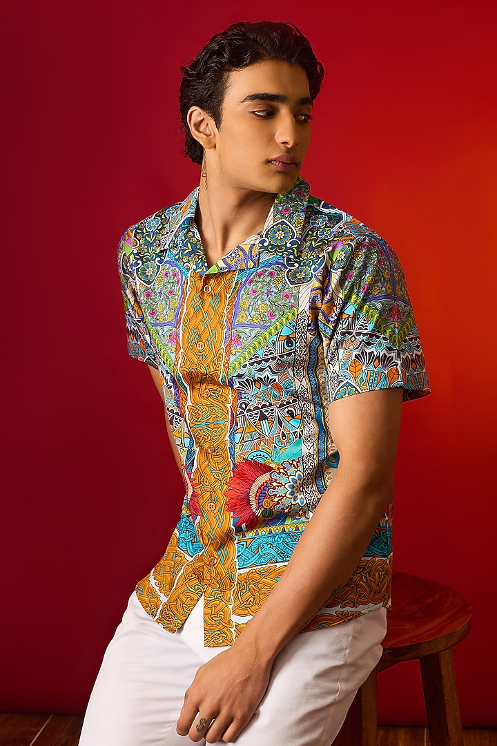 Multi-Colored Pure Cotton Digital Printed Summer Shirt by LoudLess at Pernia's Pop Up Shop