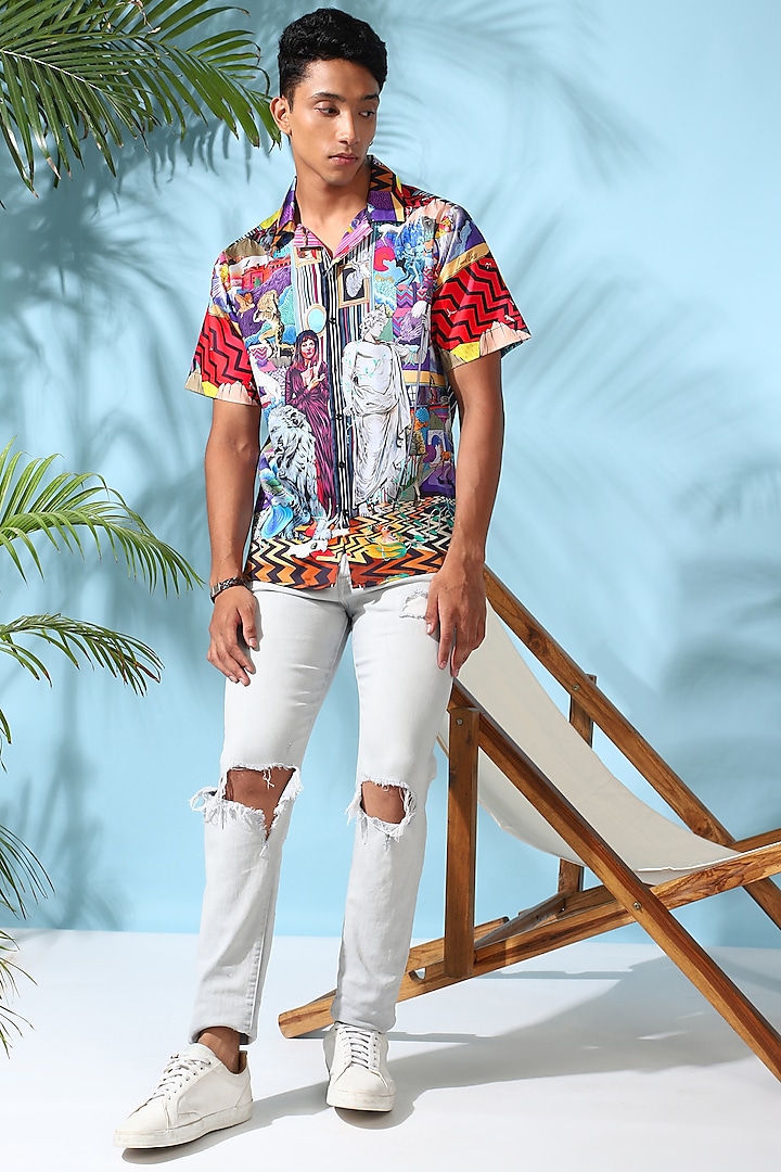 Multi-Colored Pure Cotton Digital Printed Shirt by LoudLess