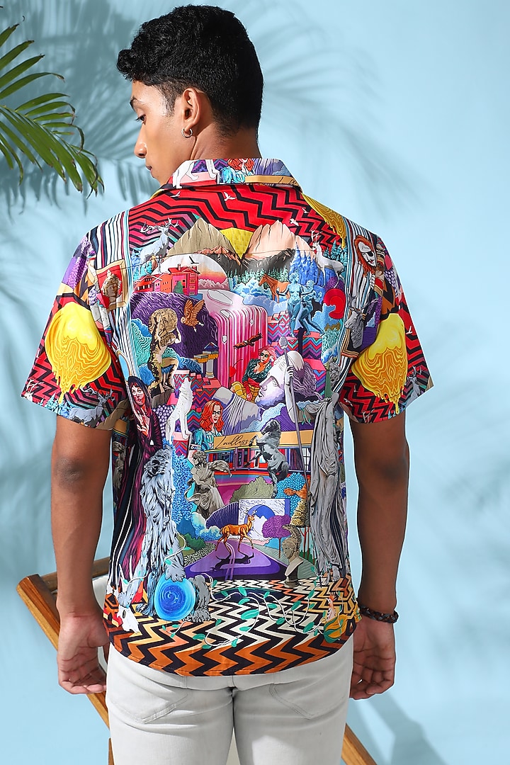 Multi-Colored Pure Cotton Digital Printed Summer Shirt by LoudLess at Pernia's Pop Up Shop