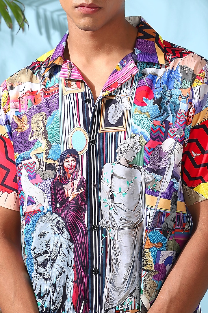 Multi-Colored Pure Cotton Digital Printed Summer Shirt by LoudLess at Pernia's Pop Up Shop