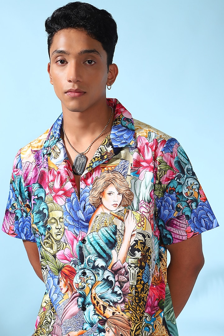 Multi-Colored Pure Cotton Digital Printed Summer Shirt by LoudLess at Pernia's Pop Up Shop