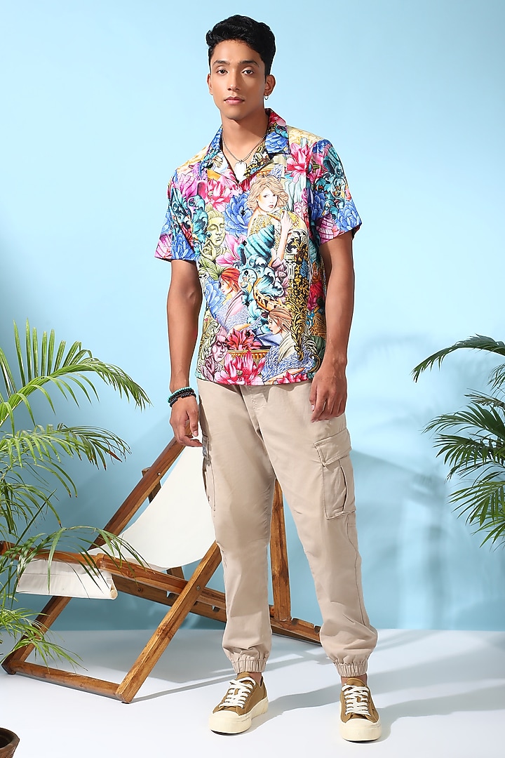 Multi-Colored Pure Cotton Digital Printed Summer Shirt by LoudLess at Pernia's Pop Up Shop