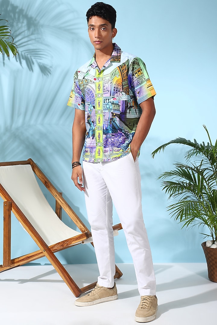 Multi-Colored Pure Cotton Digital Printed Summer Shirt by LoudLess at Pernia's Pop Up Shop