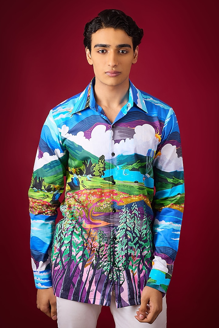 Multi-Colored Pure Cotton Digital Printed Shirt by LoudLess