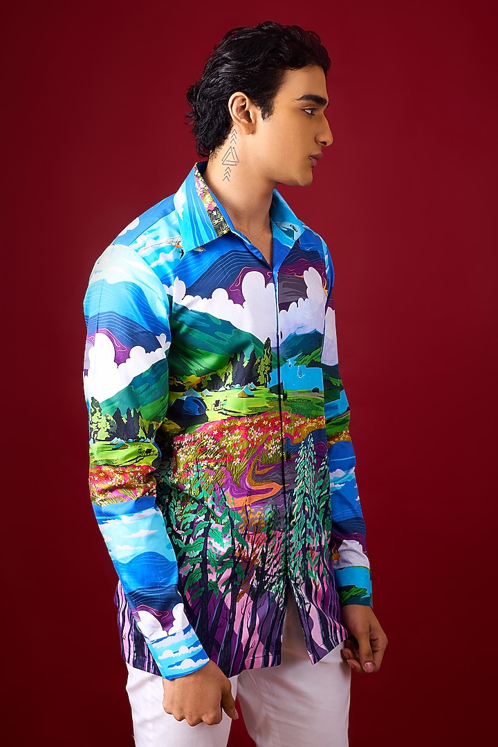 Multi-Colored Pure Cotton Digital Printed Summer Shirt by LoudLess at Pernia's Pop Up Shop