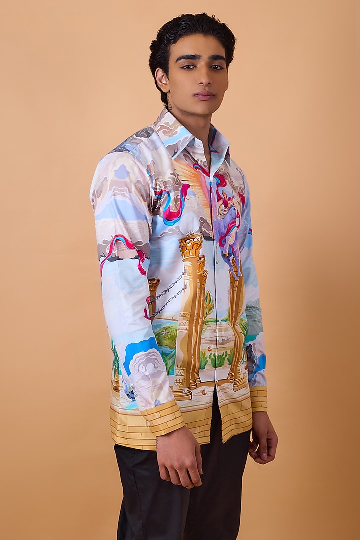 Multi-Colored Pure Cotton Digital Printed Summer Shirt by LoudLess at Pernia's Pop Up Shop