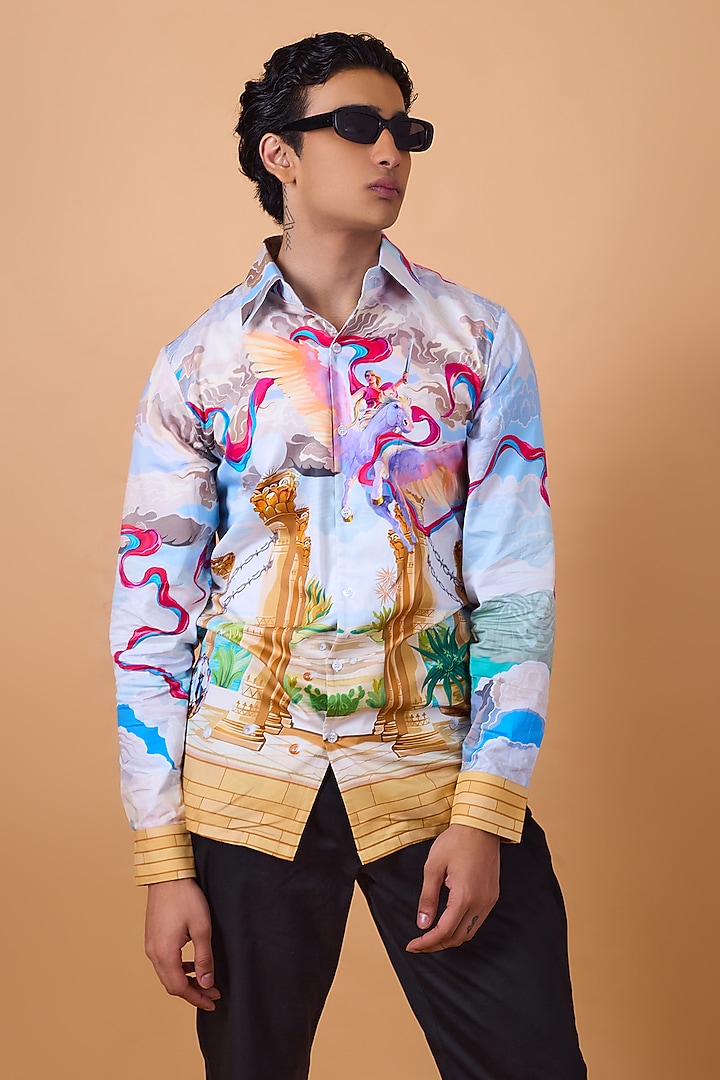 Multi-Colored Pure Cotton Digital Printed Summer Shirt by LoudLess at Pernia's Pop Up Shop