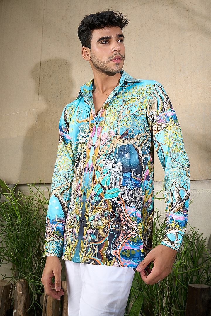 Multi-Colored Pure Cotton Digital Printed Summer Shirt by LoudLess at Pernia's Pop Up Shop