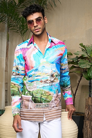 Multi-Colored Pure Cotton Digital Printed Shirt by LoudLess