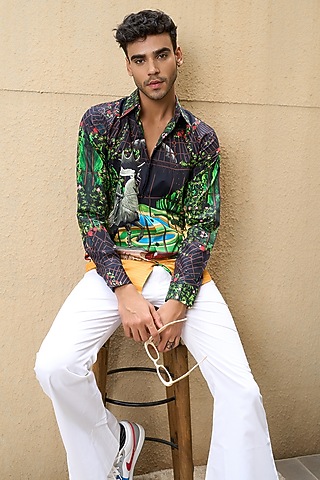 Multi-Colored Pure Cotton Digital Printed Shirt by LoudLess
