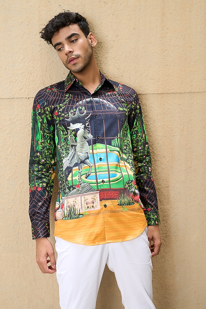 Multi-Colored Pure Cotton Digital Printed Summer Shirt by LoudLess at Pernia's Pop Up Shop