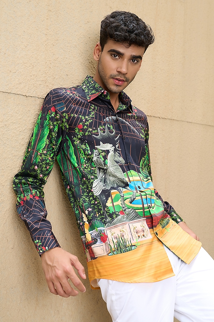 Multi-Colored Pure Cotton Digital Printed Summer Shirt by LoudLess at Pernia's Pop Up Shop