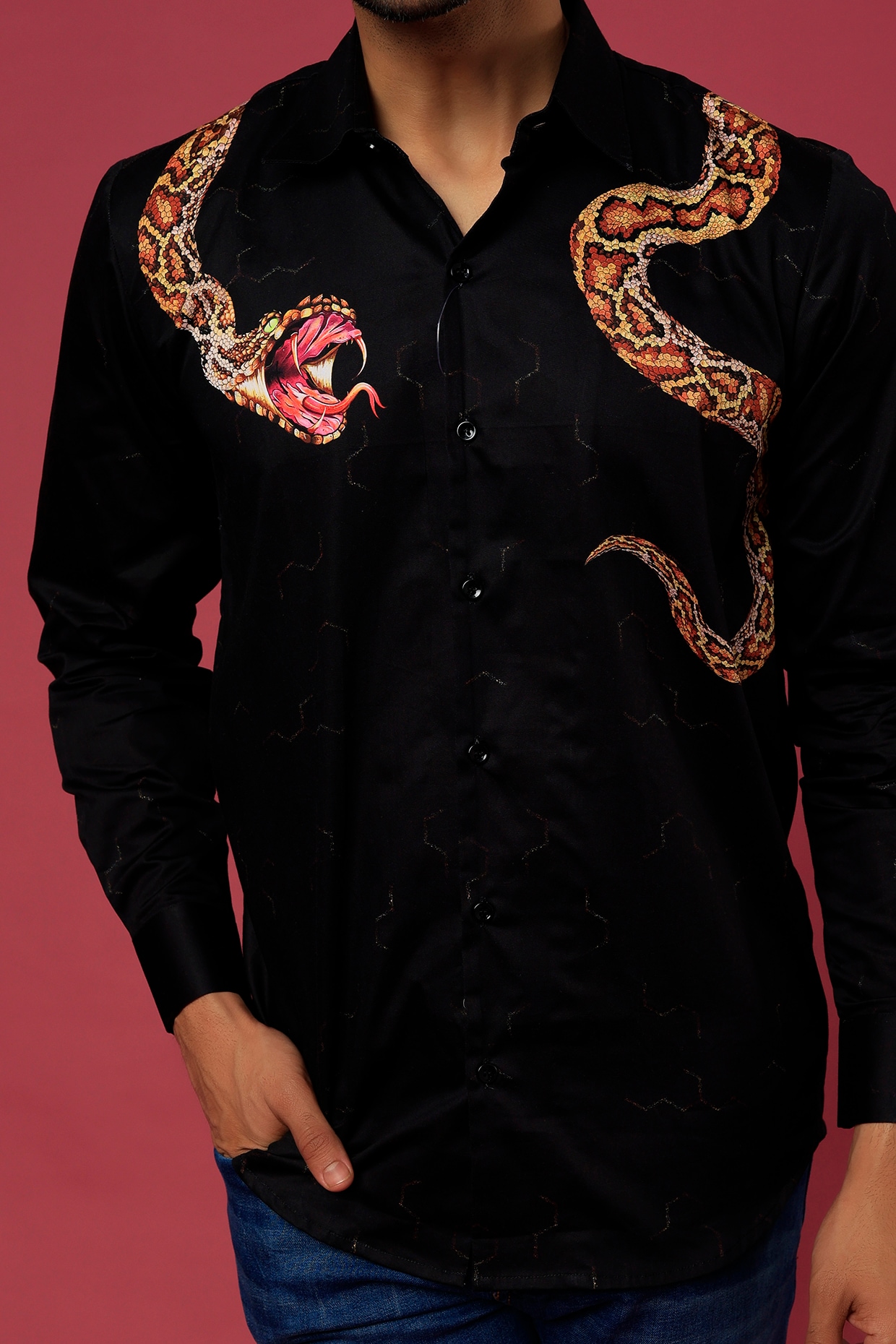 Black Snake Printed Shirt by LoudLess at Pernia's Pop Up Shop 2025