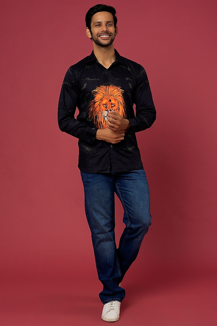 Black Lion Printed Shirt by LoudLess