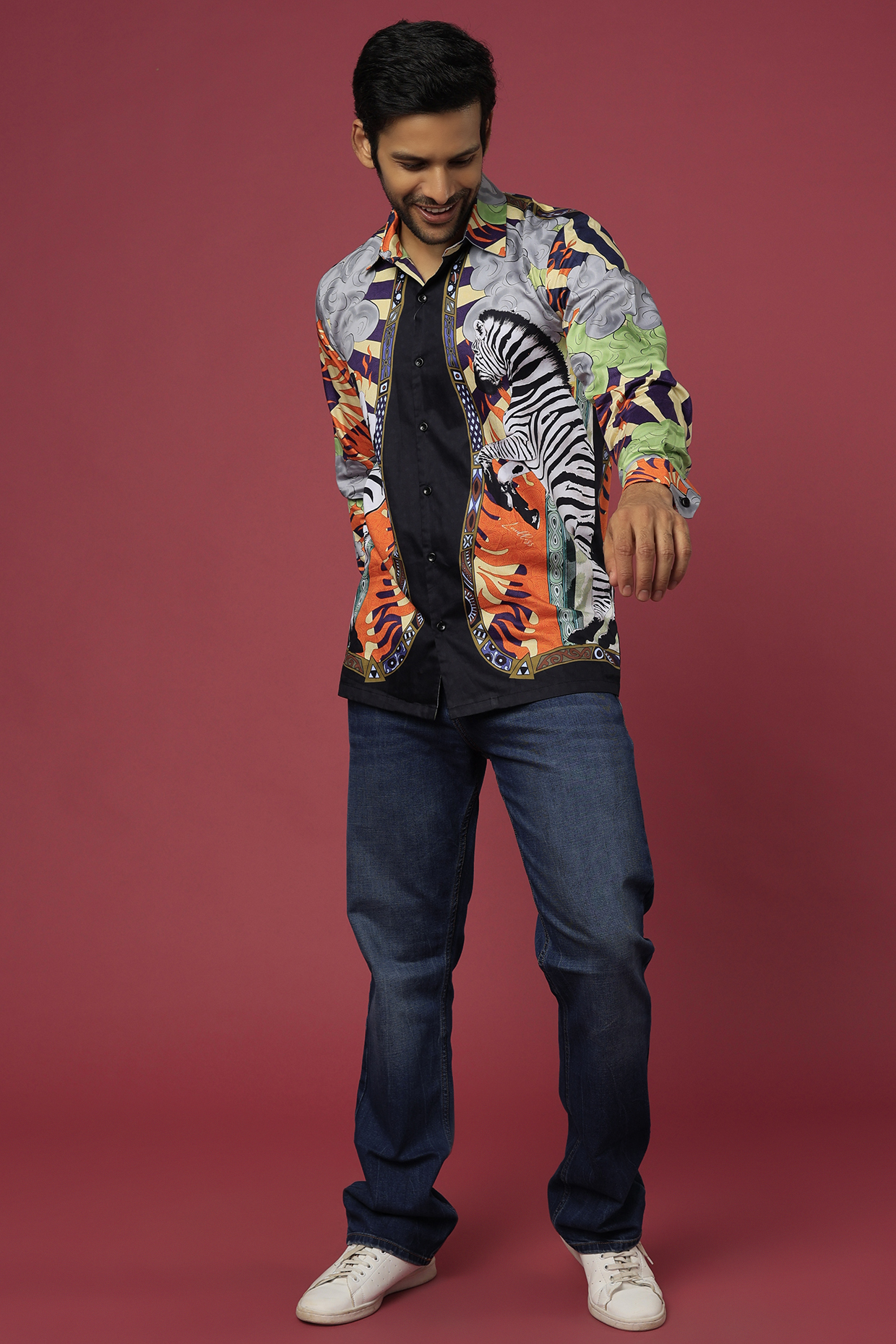 Multi-Colored Cotton Zebra Printed Summer Shirt by LoudLess at Pernia's Pop Up Shop