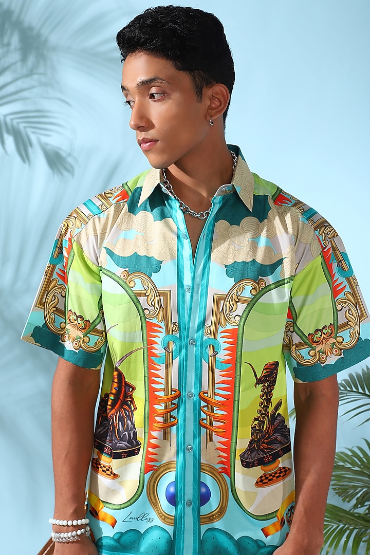 Multi-Colored Pure Cotton Digital Printed Summer Shirt by LoudLess at Pernia's Pop Up Shop
