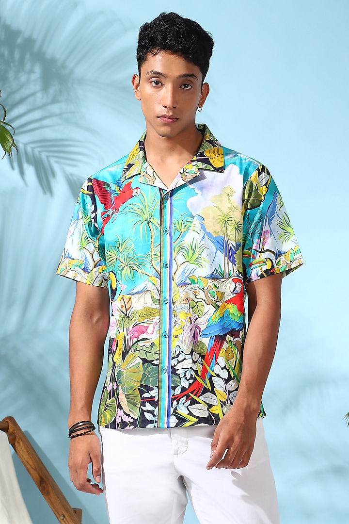 Green Pure Cotton Digital Printed Shirt by LoudLess
