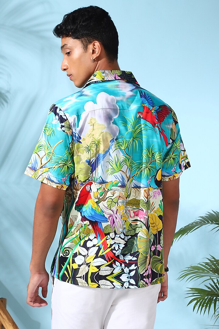 Green Pure Cotton Digital Printed Summer Shirt by LoudLess at Pernia's Pop Up Shop