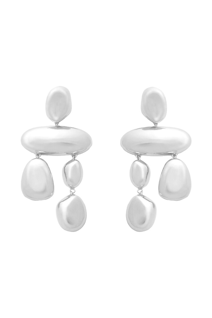 Micro White Finish Pebble Dangler Earrings by Love letter at Pernia's Pop Up Shop