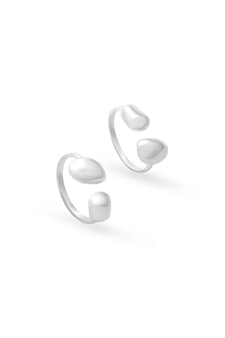 Micro White Finish Pebble Rings (Set of 2) by Love letter at Pernia's Pop Up Shop
